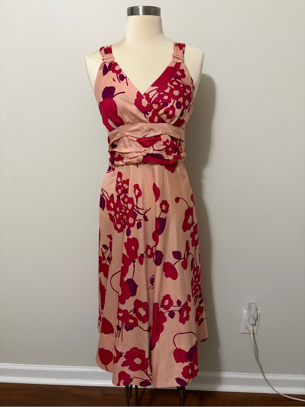 Marc Jacobs Barneys Coop Sleeveless Pink/Peach Floral Midi Dress Sz 4 - Picture 1 of 9